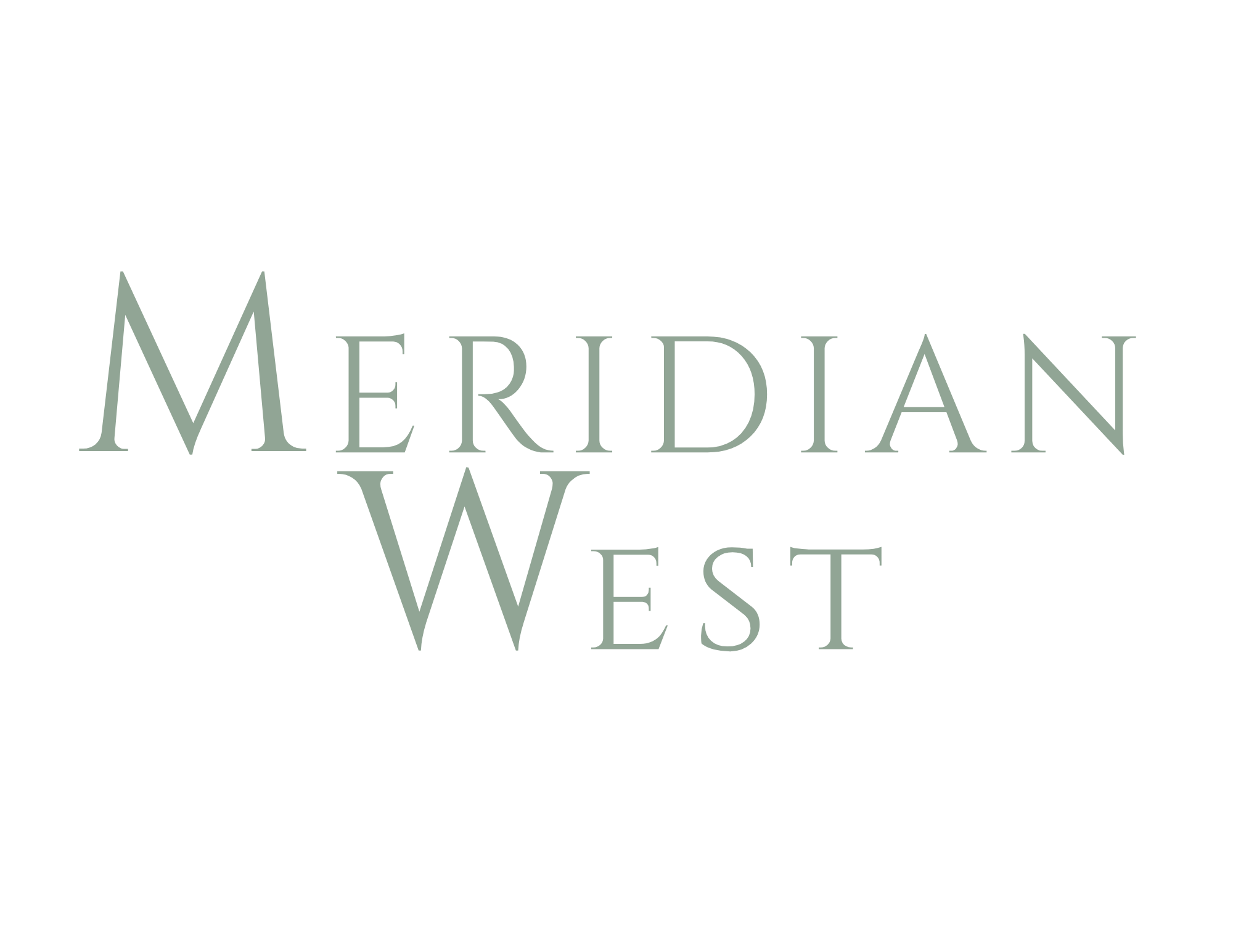 A logo with the words "Meridian West" in a serif font.
